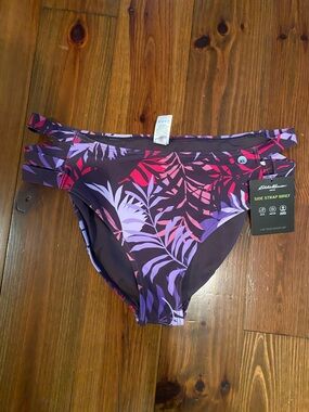 Women’s Bikini Brief  Wide Side Strap Purple And Lilac Tropical NWT Size XL